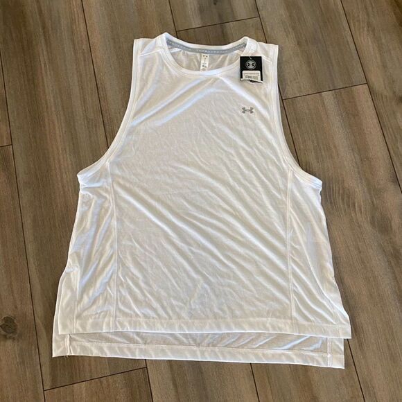 NWT‎ Under Armour White Athletic Workout Tanktop Women Large Bin I-32 - Picture 1 of 4